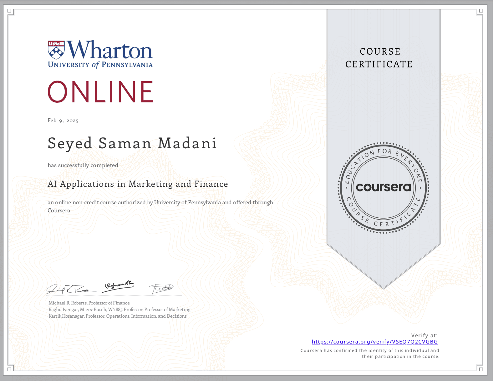 Image of cerification